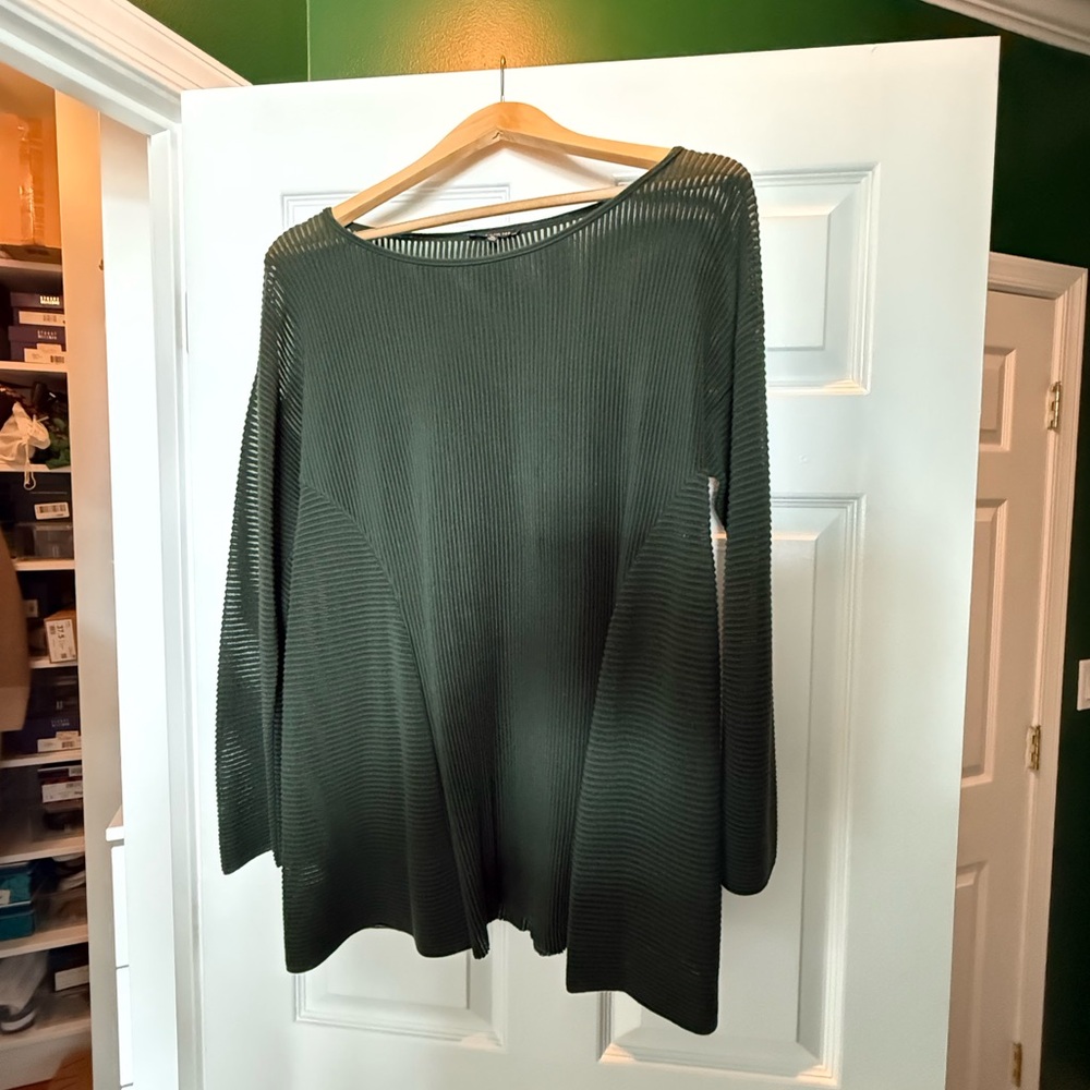 Lafayette 148 New York Olive Ribbed Knit Top